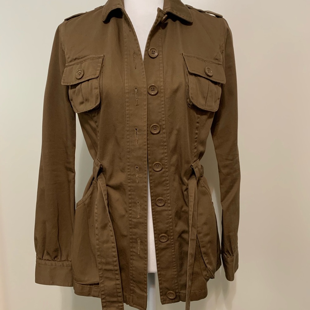 Cute Khaki Belted Jacket - Picture 3 of 9